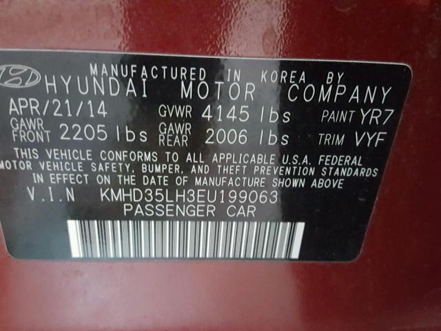 KMHD35LH3EU199063 - 2014 HYUNDAI ELANTRA GT RED photo 10