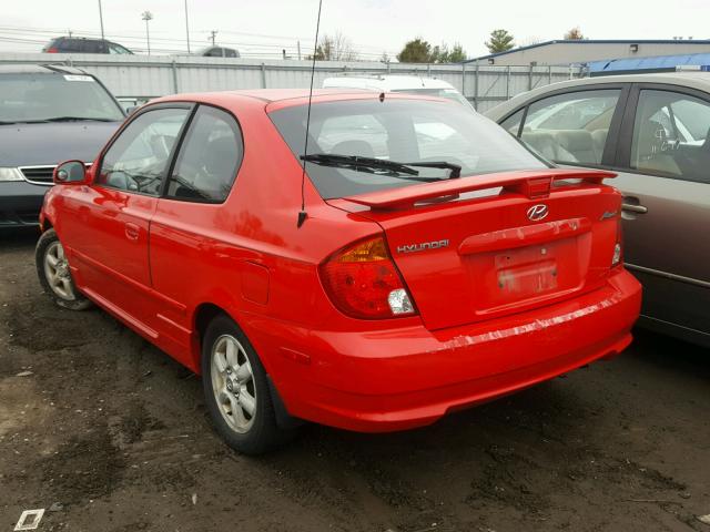 KMHCG35C15U330139 - 2005 HYUNDAI ACCENT GS RED photo 3