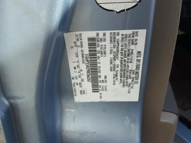 1FAHP35N29W266267 - 2009 FORD FOCUS SE BLUE photo 10