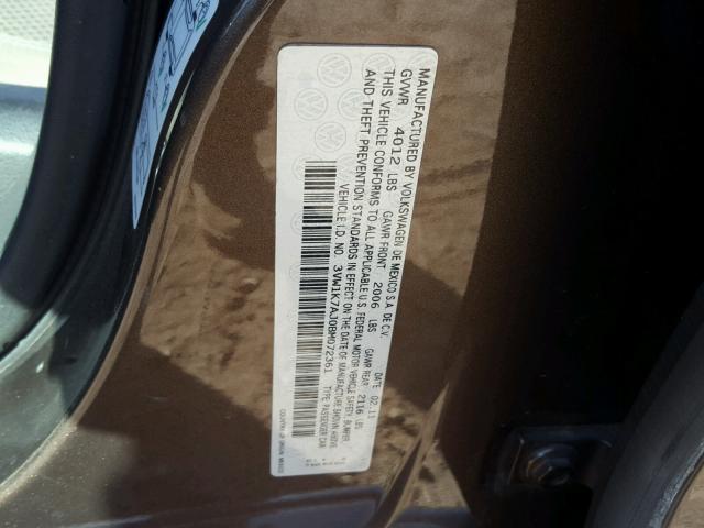 3VW1K7AJ0BM072361 - 2011 VOLKSWAGEN JETTA BASE BROWN photo 10
