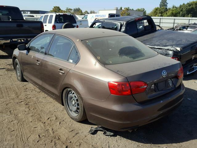 3VW1K7AJ0BM072361 - 2011 VOLKSWAGEN JETTA BASE BROWN photo 3