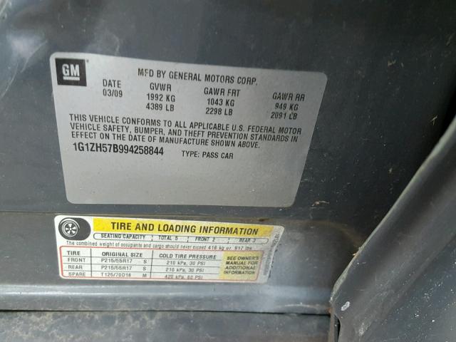 1G1ZH57B994258844 - 2009 CHEVROLET MALIBU 1LT 灰色 照片 10