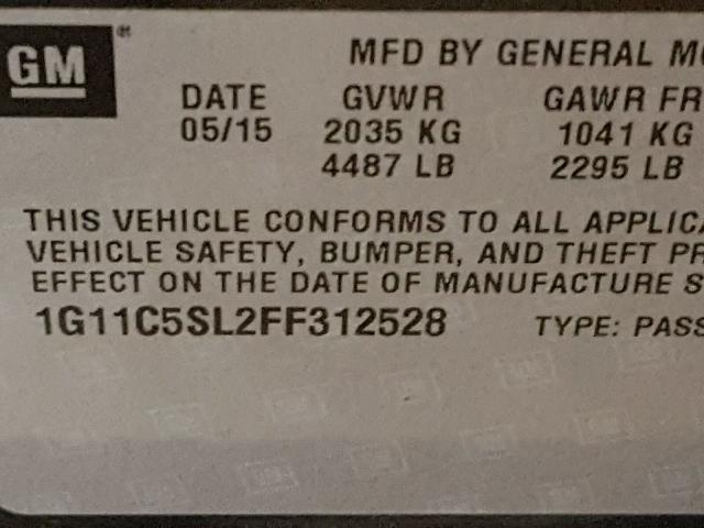 1G11C5SL2FF312528 - 2015 CHEVROLET MALIBU 1LT 石墨色 照片 10