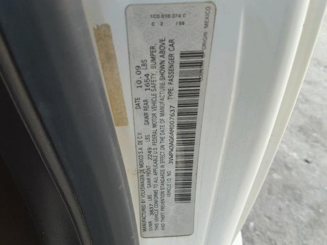 3VWPW3AG6AM007637 - 2010 VOLKSWAGEN NEW BEETLE 白色 照片 10