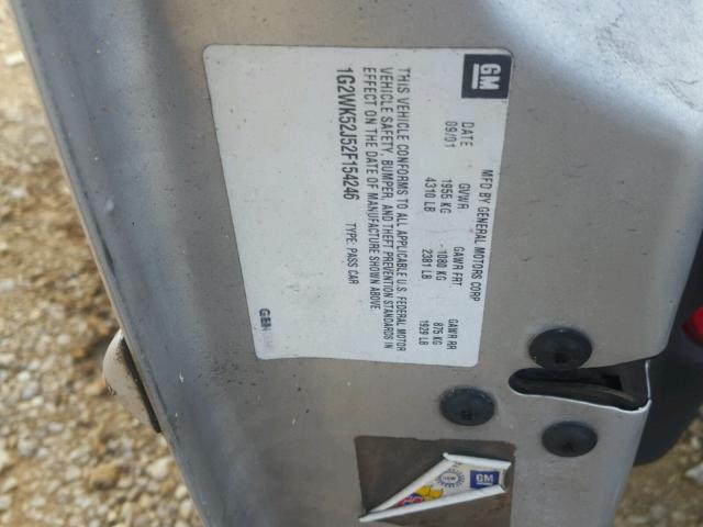 1G2WK52J52F154246 - 2002 PONTIAC GRAND PRIX SILVER photo 10
