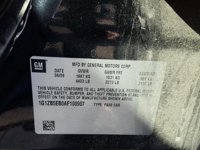 1G1ZB5EB0AF100907 - 2010 CHEVROLET MALIBU LS CHARCOAL photo 10