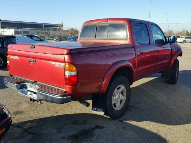 5TEHN72N43Z186250 - 2003 TOYOTA TACOMA DOU RED photo 4