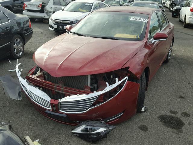 3LN6L2G98DR821494 - 2013 LINCOLN MKZ RED photo 2