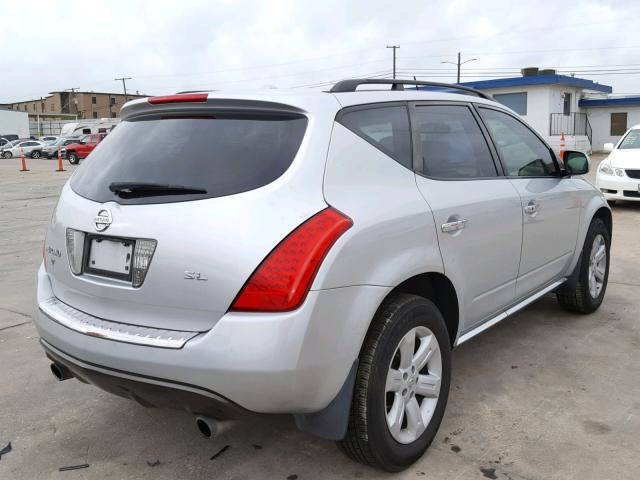 JN8AZ08T96W424750 - 2006 NISSAN MURANO SILVER photo 4