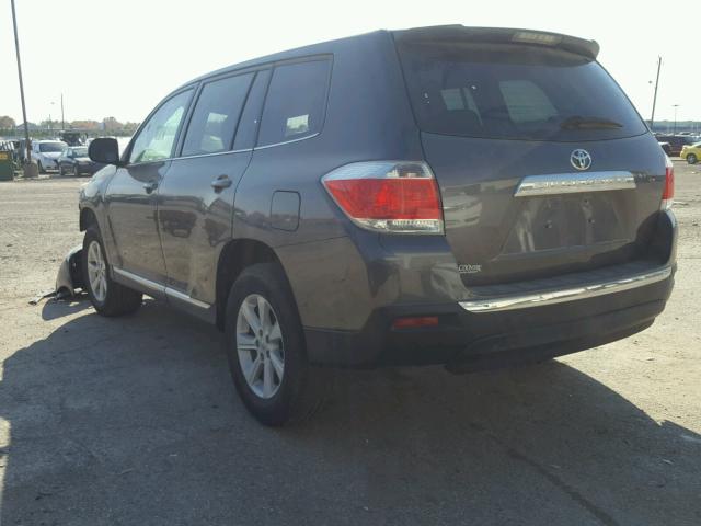 5TDZA3EH9DS037118 - 2013 TOYOTA HIGHLANDER GRAY photo 3