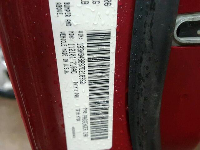 1B3HB48B87D218962 - 2007 DODGE CALIBER SX RED photo 10