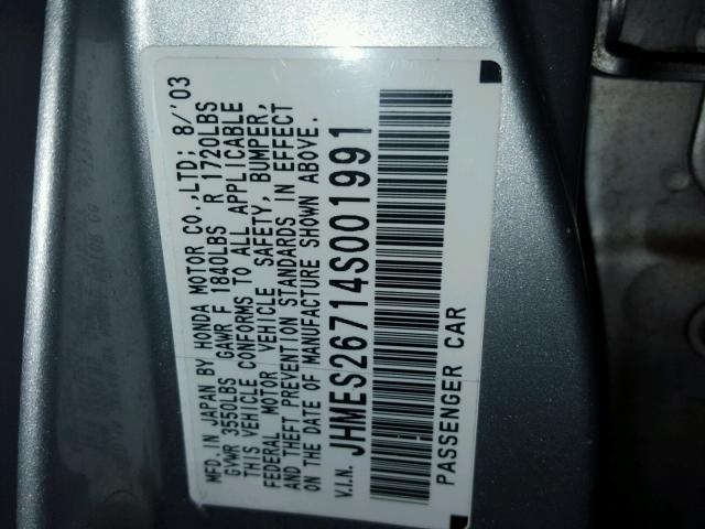 JHMES26714S001991 - 2004 HONDA CIVIC EX Күміс фото 10