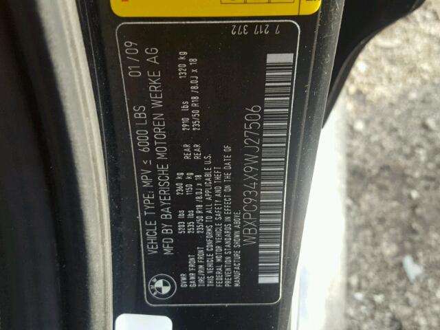 WBXPC934X9WJ27506 - 2009 BMW X3 XDRIVE3 Schwarz Foto 10