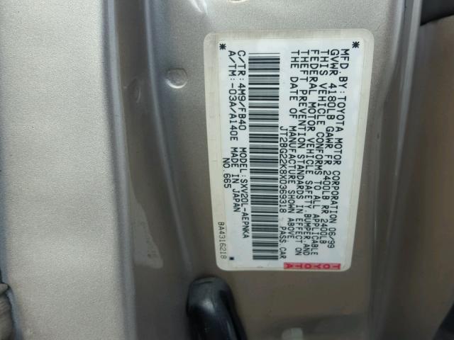 JT2BG22K8X0369318 - 1999 TOYOTA CAMRY LE 金色 照片 10