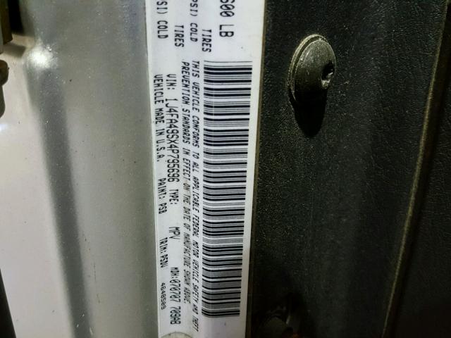 1J4FA49SX4P795696 - 2004 JEEP WRANGLER / GRAY photo 10