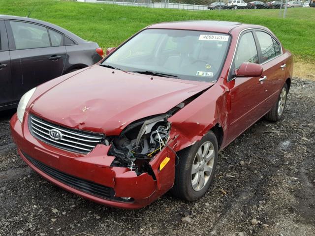 KNAGE123775154535 - 2007 KIA OPTIMA LX RED photo 2