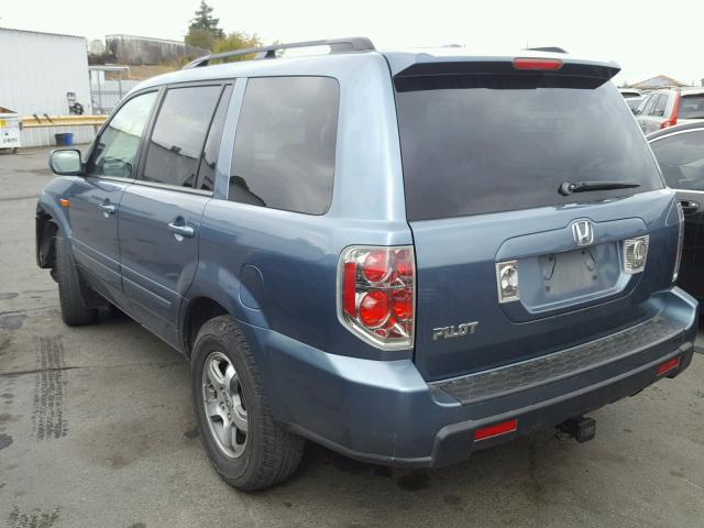 5FNYF28557B008846 - 2007 HONDA PILOT EXL BLUE photo 3