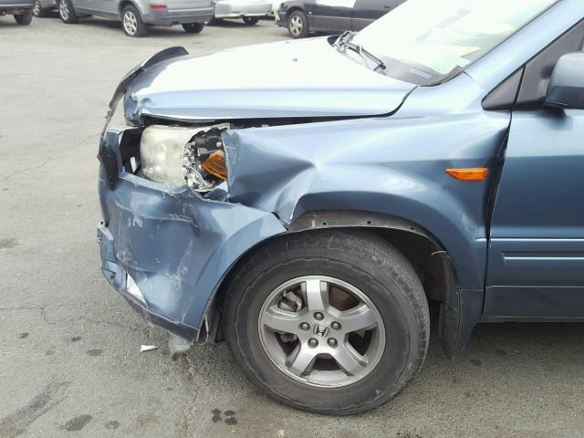 5FNYF28557B008846 - 2007 HONDA PILOT EXL BLUE photo 9