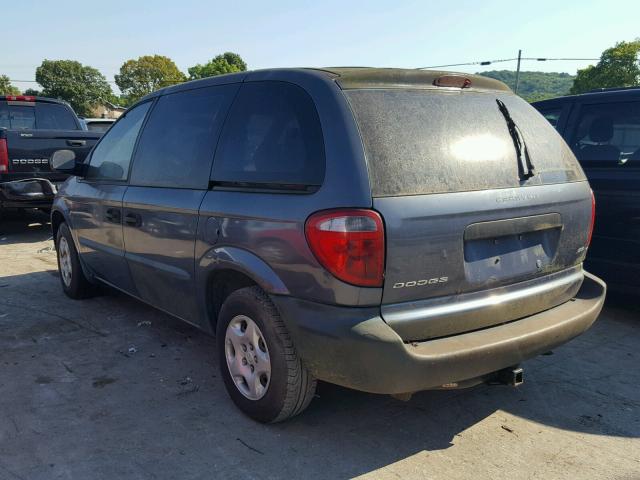 1B4GP25312B691827 - 2002 DODGE CARAVAN SE BLUE photo 3