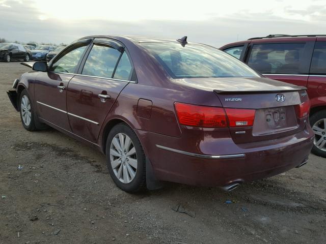 5NPEU46FX9H467598 - 2009 HYUNDAI SONATA SE MAROON photo 3