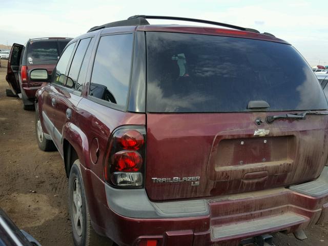 1GNDT13S152293681 - 2005 CHEVROLET TRAILBLAZE MAROON photo 3