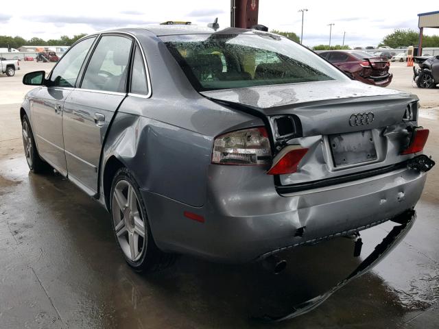 WAUAF78E58A020050 - 2008 AUDI A4 2.0T GRAY photo 3