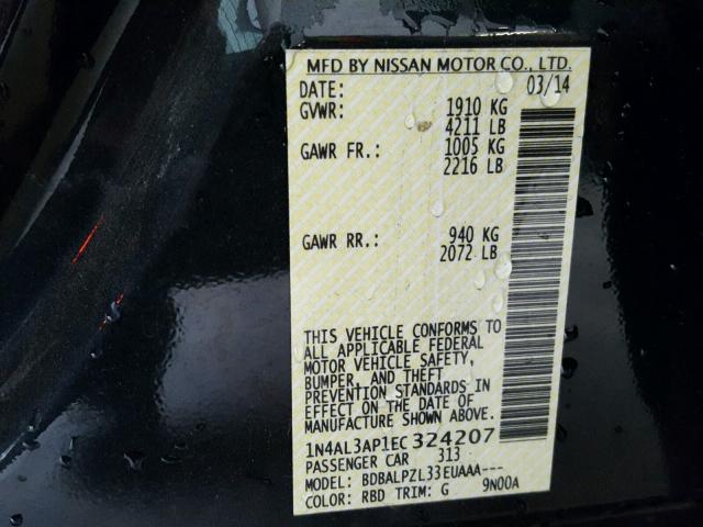 1N4AL3AP1EC324207 - 2014 NISSAN ALTIMA 2.5 GRAY photo 10