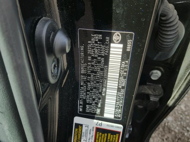 4T1BF1FK0FU968828 - 2015 TOYOTA CAMRY LE შავი ფოტო 10