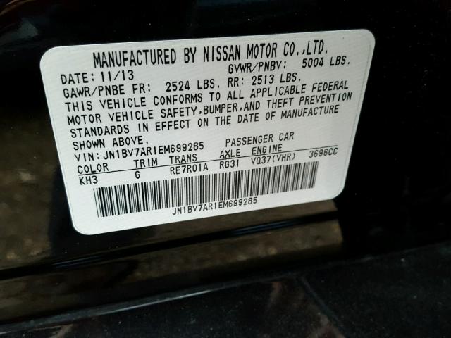 JN1BV7AR1EM699285 - 2014 INFINITI Q50 BASE Negro foto 10