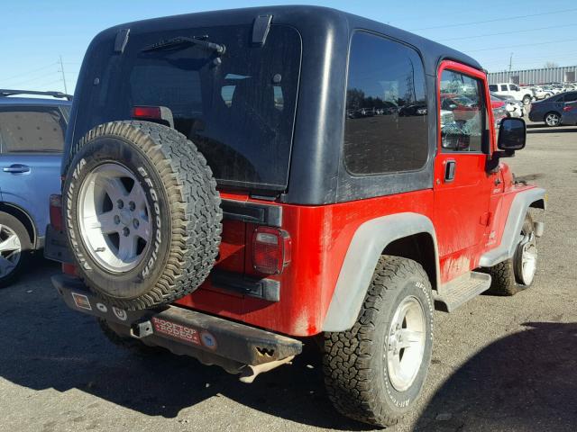 1J4FA49S04P794282 - 2004 JEEP WRANGLER / RED photo 4