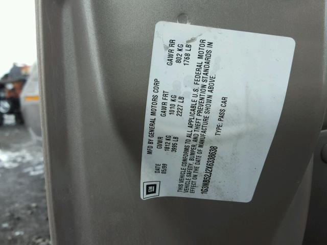 1G3NB52J2X6338638 - 1999 OLDSMOBILE CUTLASS GL 金色 照片 10