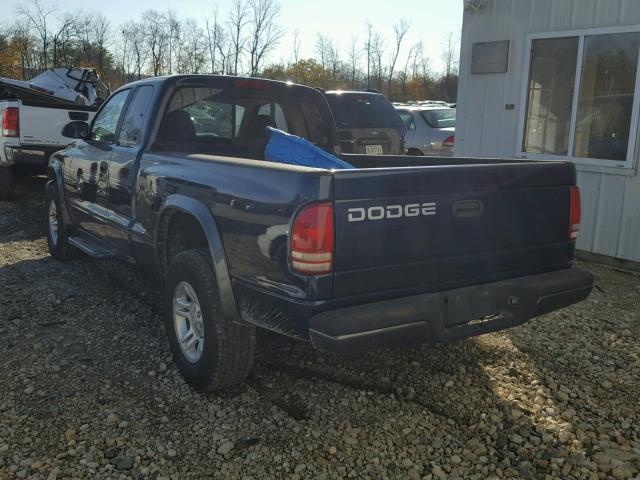 1B7GG12X42S721424 - 2002 DODGE DAKOTA BAS BLUE photo 3