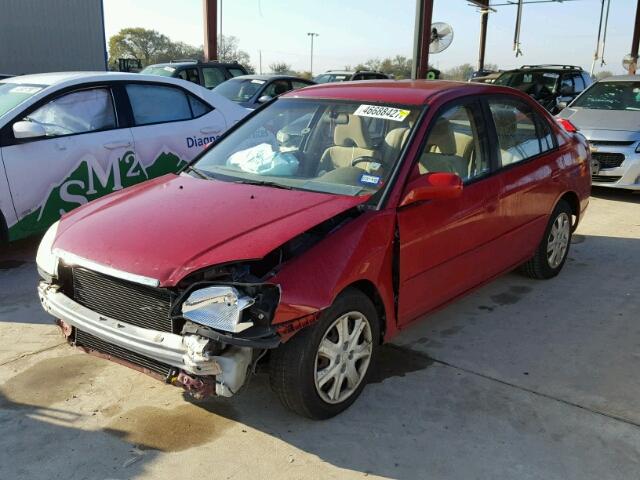 2HGES16513H563181 - 2003 HONDA CIVIC LX RED photo 2