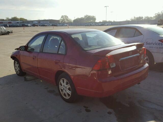 2HGES16513H563181 - 2003 HONDA CIVIC LX RED photo 3