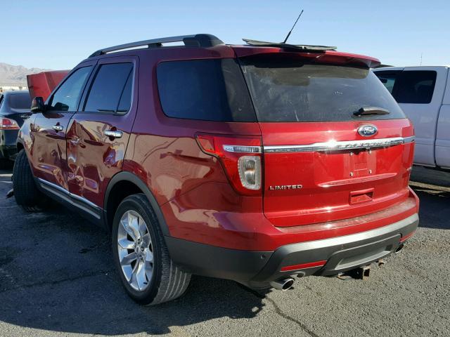 1FM5K8F85DGA77676 - 2013 FORD EXPLORER L RED photo 3