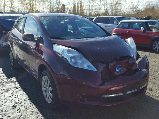 1N4AZ0CP6GC303012 - 2016 NISSAN LEAF S BURGUNDY photo 1