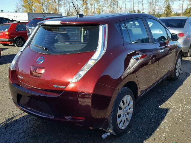 1N4AZ0CP6GC303012 - 2016 NISSAN LEAF S BURGUNDY photo 4