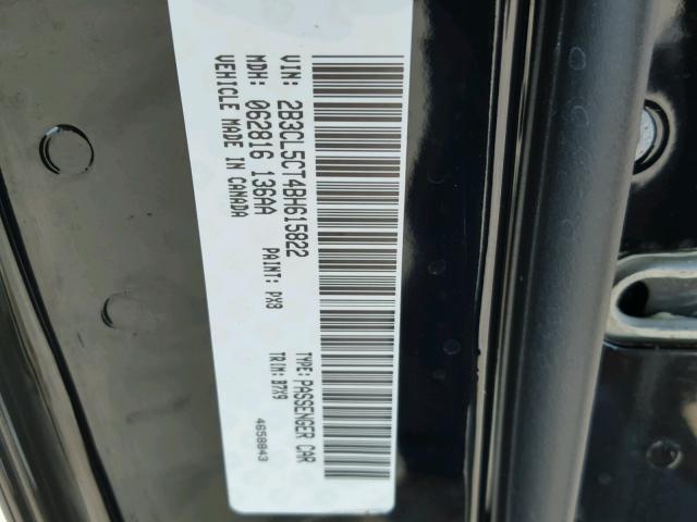 2B3CL5CT4BH615822 - 2011 DODGE CHARGER R/ BLACK photo 10
