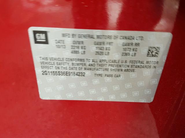 2G1155S36E9184232 - 2014 CHEVROLET IMPALA LTZ RED photo 10