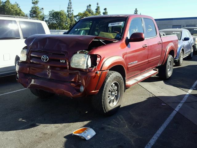 5TBDT48105S485766 - 2005 TOYOTA TUNDRA DOU RED photo 2