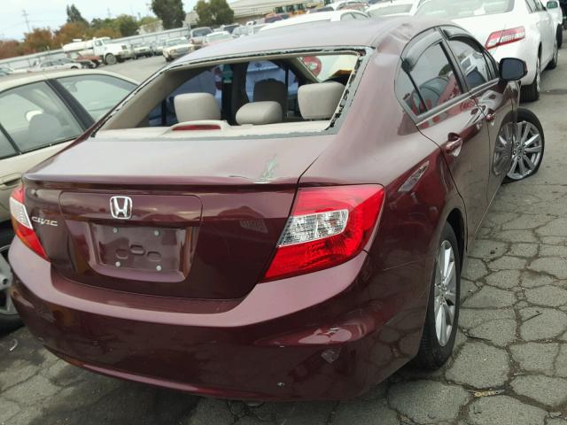 19XFB2F88CE390676 - 2012 HONDA CIVIC EX BURGUNDY photo 4