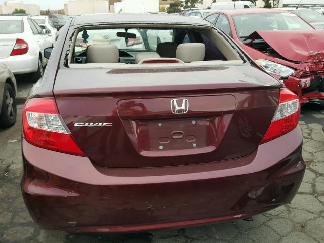 19XFB2F88CE390676 - 2012 HONDA CIVIC EX BURGUNDY photo 9