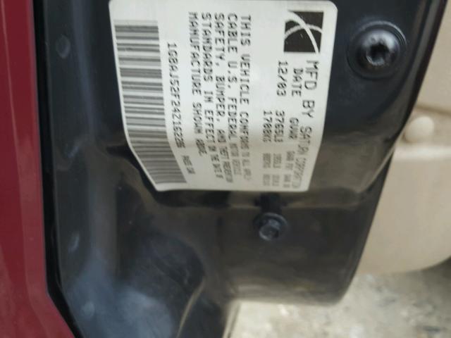 1G8AJ52F24Z162286 - 2004 SATURN ION LEVEL MAROON photo 10