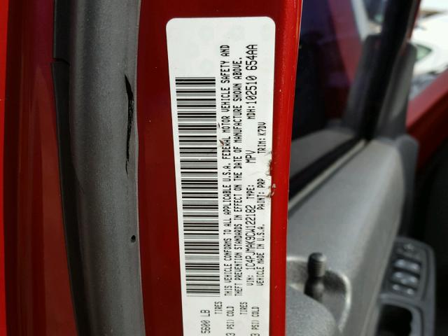 1C4PJMAK9CW122182 - 2012 JEEP LIBERTY SP RED photo 10