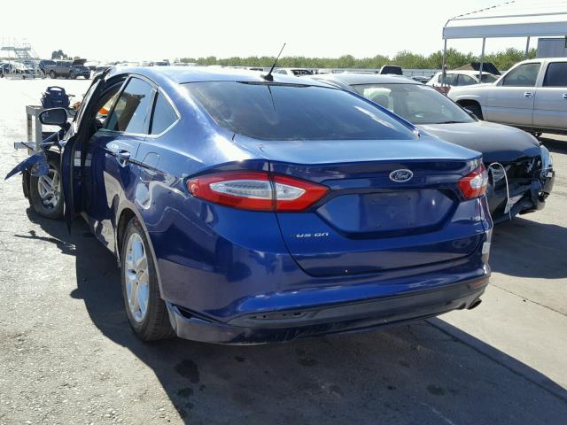 3FA6P0H77DR193279 - 2013 FORD FUSION SE BLUE photo 3