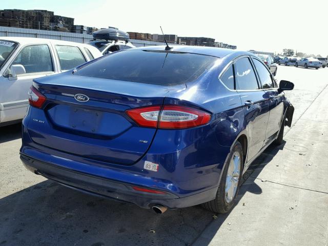 3FA6P0H77DR193279 - 2013 FORD FUSION SE BLUE photo 4