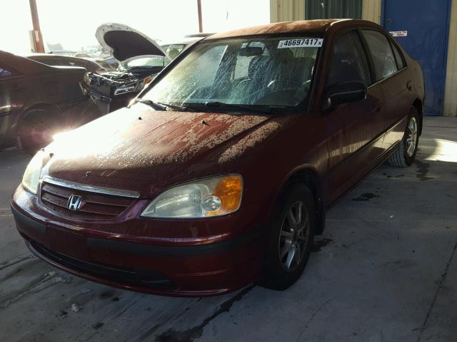 2HGES16472H912947 - 2002 HONDA CIVIC DX BURGUNDY photo 2