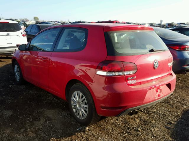 WVWBB7AJ9CW286046 - 2012 VOLKSWAGEN GOLF RED photo 3