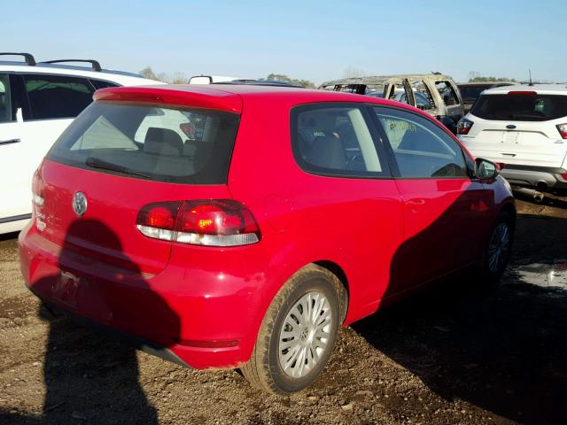 WVWBB7AJ9CW286046 - 2012 VOLKSWAGEN GOLF RED photo 4