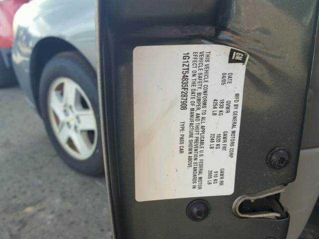 1G1ZT54835F287908 - 2005 CHEVROLET MALIBU LS GRAY photo 10